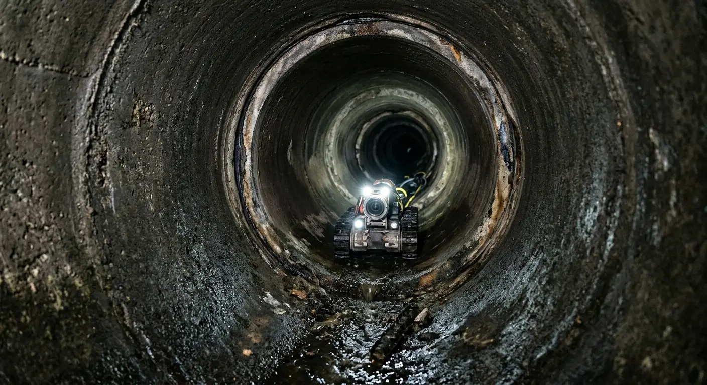 Robotic sewer camera inspecting pipe interior for Drain Snake Service in Rochester